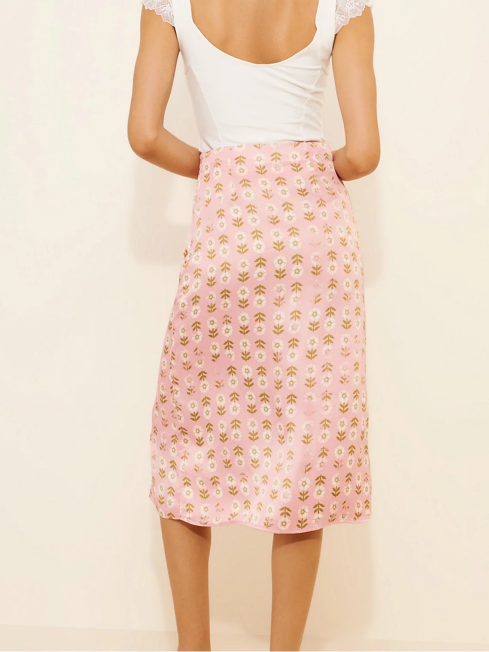 Free People Analise Printed Midi Skirt in Pink (Used Like New) - Picture 3 of 8